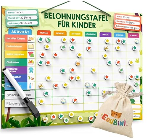 MeYuxg Belohnungstafel für Kinder - [30 AUFGABEN + 70 Magnete] - Wochenplaner Kinder, Ideales Belohnungssystem, Aufgabenplaner, Belohnung Kind, ADHS Magnetic Board Belohnung (Grün) von MeYuxg