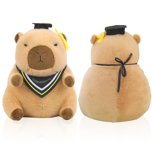 MeYuxg Capybara Kuscheltier, Capybara Plüschtier mit Gelehrtenhut, 35CM Niedliches Weiches Capybara Stofftier, Geschenke zum Schulabschluss für Jungen und Mädchen,Souvenirs(A,35CM) von MeYuxg