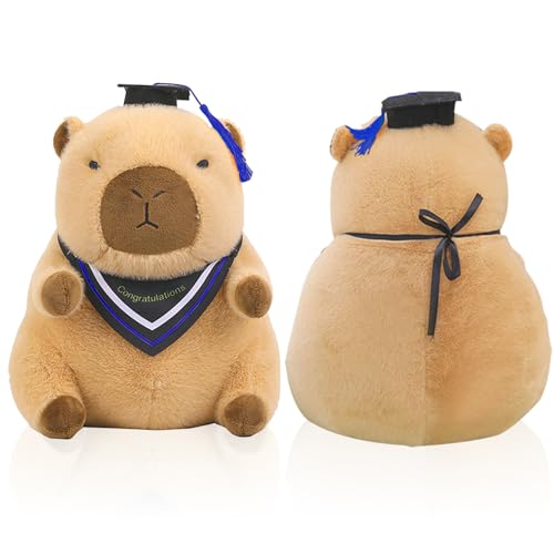 MeYuxg Capybara Kuscheltier, Capybara Plüschtier mit Gelehrtenhut, 35CM Niedliches Weiches Capybara Stofftier, Geschenke zum Schulabschluss für Jungen und Mädchen,Souvenirs(B,35CM) von MeYuxg
