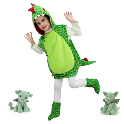 MeYuxg Dino Kostüm Kinder, Drachen Kostüm Kinder, Dinosaurier Kostüm mit Schuhüberzug, Dinokostüm Jungen Mädchen Baby, Tierkostüm Kinder für Karneval, Fasching (Speckle, S) von MeYuxg