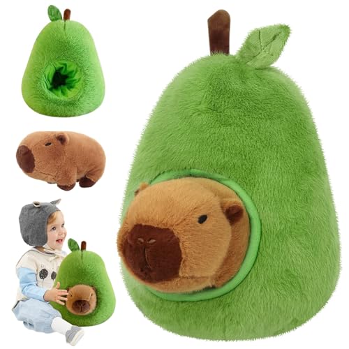 MeYuxg Niedlichen Capybara Kuscheltier, 35cm Avocado Kuscheltier, Simulation Avocado Capybara Plüschtier, Wasserschwein Plüschtier, Abnehmbar Stofftierpuppe Geschenk für Kinder von MeYuxg