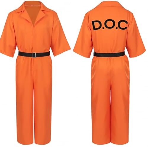 MeYuxg Prisoner Costume, Gefängnis Kostüm Orange Mit Handschellen und Gürteln, Häftling Kostüm für Herren und Damen, Orangener Overall Sträfling Kostüm für Halloween und Karneval, party, Cosplay(L) MeYuxg Prisoner Costume, Gefängnis Kostüm Orange Mit Handschellen und Gürteln, Häftling Kostüm für Herren und Damen, Orangener Overall Sträfling Kostüm für Halloween und Karneval, party, Cosplay(L) von MeYuxg