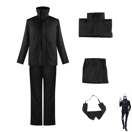 Satoru Gojo Anime Cosplay Kostüm, Cosplay Anime Kostüm Gojo Satoru Schuluniform Jacke mit Augenmaske, Karneval Kostüm Erwachsener High-Neck Anime Uniform für Karneval Halloween Kostüm, Schwarz S Satoru Gojo Anime Cosplay Kostüm, Cosplay Anime Kostüm Gojo Satoru Schuluniform Jacke mit Augenmaske, Karneval Kostüm Erwachsener High-Neck Anime Uniform für Karneval Halloween Kostüm, Schwarz S von MeYuxg