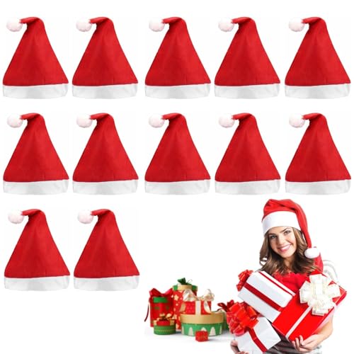 Weihnachtsmütze, 12 Stück Nikolausmütze Erwachsene, Rot Weihnachtsmann Mütze, Plüsch Santa Hat, Christmas Hat Set, für Weihnachten Neujahr Feiertagsparty Weihnachtsmütze, 12 Stück Nikolausmütze Erwachsene, Rot Weihnachtsmann Mütze, Plüsch Santa Hat, Christmas Hat Set, für Weihnachten Neujahr Feiertagsparty von MeYuxg