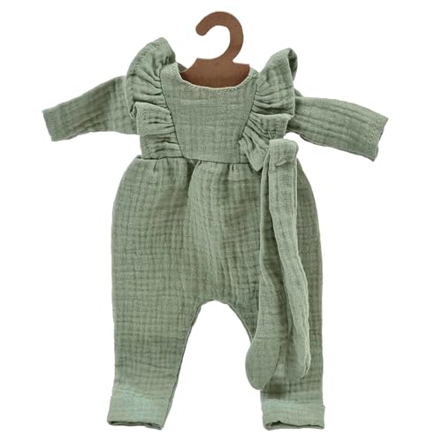 Mealini Jumpsuit für Stoffpuppen, grün - toller Overall für Puppen aus Musselin, niedliche Puppenkleidung von Mealini