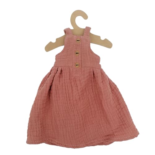 Mealini Sommerkleid für Stoffpuppen, rosa rot - tolles Kleidchen für Puppen aus Musselin, niedliches Puppenkleid von Mealini