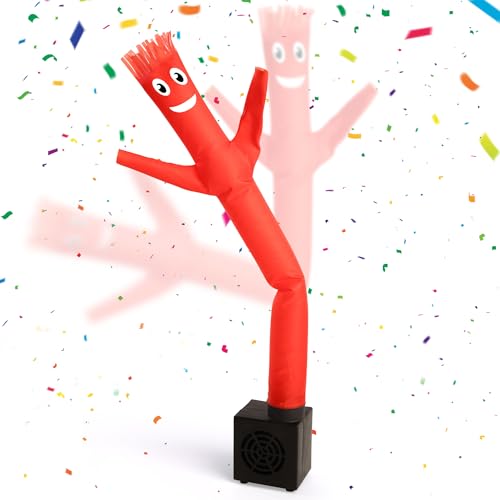 Mealivos Mini Wacky Winkender aufblasbarer Schlauch, lustig, Mini-Schlauch, Mann, Schreibtisch mit Gebläse für Erwachsene, Geburtstagsparty, Ladendekoration, Rot von Mealivos