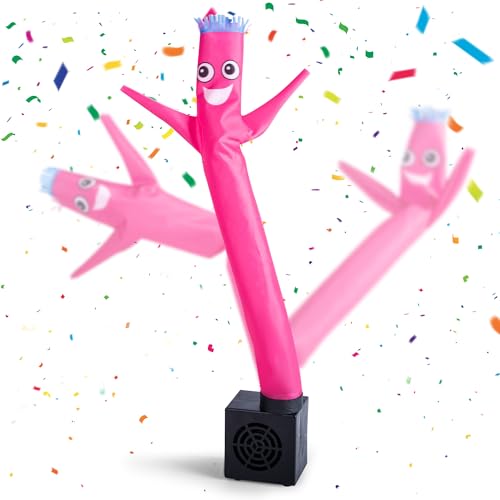 Mealivos Mini Wacky Winkender aufblasbarer Schlauch mit Gebläse – lustige Desktop-Dekoration, Mini-aufblasbarer Schlauchmann, weißer Elefant, Geschenk für Büro, Zuhause, Party, Geschäft, Rosenrot von Mealivos