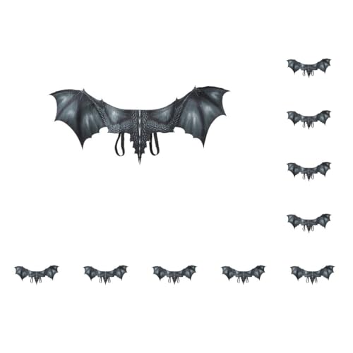 10 Set Exquisite Drachen Ritzel Flügel Requisiten Für Halloween Karneval Cosplay Erwachsene Dekoration Tuch Vliesstoff 2.Drachenflügel Schwarz von Mealoodiousmusea