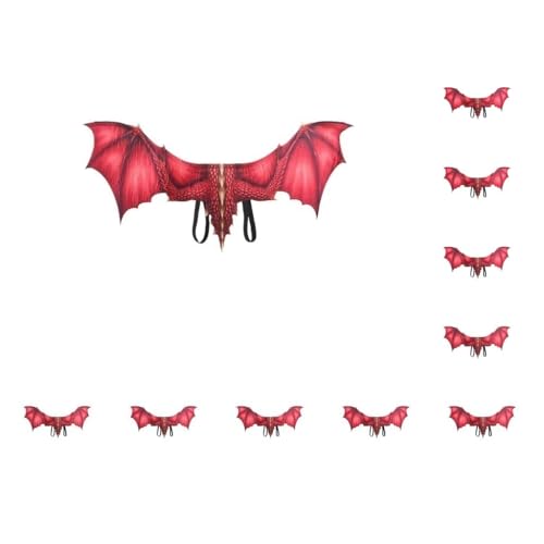10 Set Exquisite Drachen Ritzel Flügel Requisiten für Halloween Karneval Cosplay Erwachsene Dekoration Tuch Vliesstoff 2.Drachenflügel Rot von Mealoodiousmusea