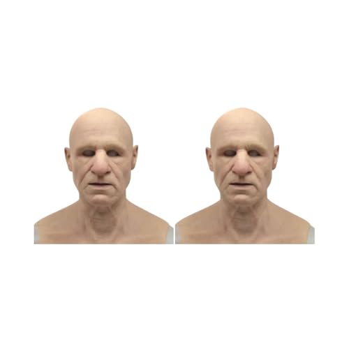 2 Set Cosplay Halloween Maske einfach zu tragen Realistische alte Mann Spukhaus Realistische Opa Masken Halloween Ends Maske Mann Maske 1, Stil 1 von Mealoodiousmusea