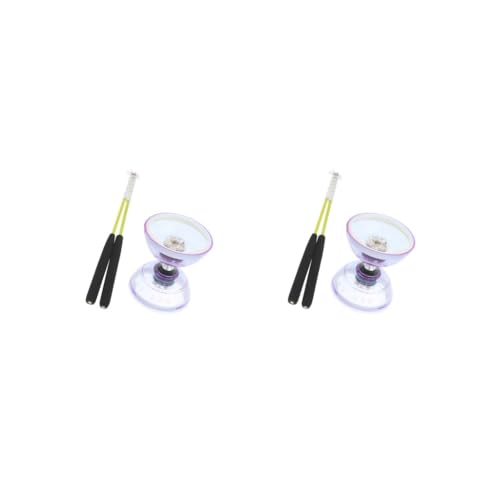 2 Set Triple Bearing Lights Diabolo with Handsticks String High Performance and Entertaining Jonggling Chinese Purple 13cm von Mealoodiousmusea
