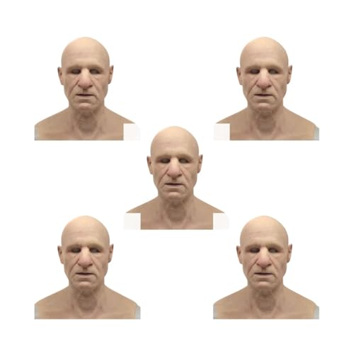 5 Set Cosplay Halloween Maske einfach zu tragen Realistische alte Mann Spukhaus Realistische Opa Masken Halloween Ends Maske Mann Maske 1, Stil 1 von Mealoodiousmusea