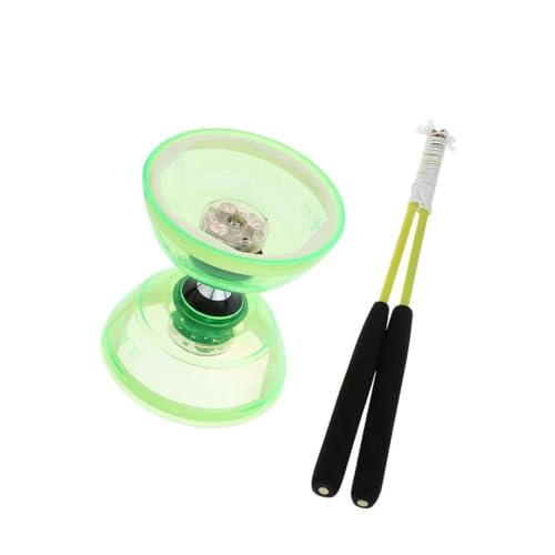 Dreifach gelagerte Lichter Diabolo mit Handstäben String Hochleistungs- und unterhaltsames Jonglieren chinesisches Grün 13 cm von Mealoodiousmusea