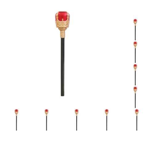 Mealoodiousmusea 10 Set Zepter Fancy King's Scepters Retro Vintage Kunststoff Cosplay Requisiten Cane Halloween Dress Up Zubehör Kinder Gold Rot Königszepter von Mealoodiousmusea
