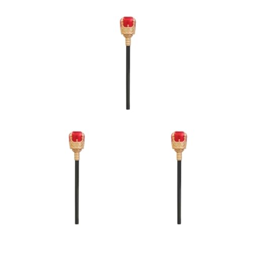 Mealoodiousmusea 3 Set Zepter Fancy King's Scepters Retro Vintage Kunststoff Cosplay Requisiten Cane Halloween Dress Up Zubehör Kinder Gold Rot Königszepter von Mealoodiousmusea
