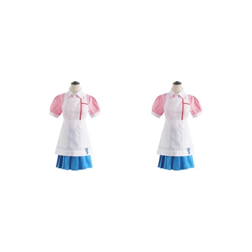 Mealoodiousmusea Süßes Super Dangan 2 Mikan Tsumiki Cosplay-Kostüm für Cosplay-Liebhaber, pflegeleichte Baumwolle, Cosplay, Krankenschwesteruniform, komplettes Set, wie abgebildet, Größe S, 2er-Set von Mealoodiousmusea