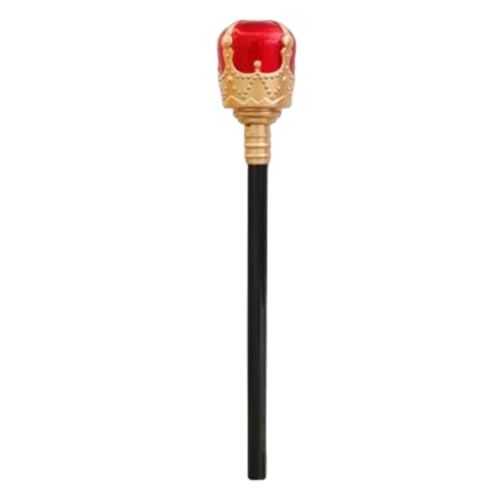 Mealoodiousmusea Zepter Fancy King's Scepters Retro Vintage Kunststoff Cosplay Requisiten Stock Halloween Dress Up Zubehör Kinder Gold Rot Königszepter von Mealoodiousmusea