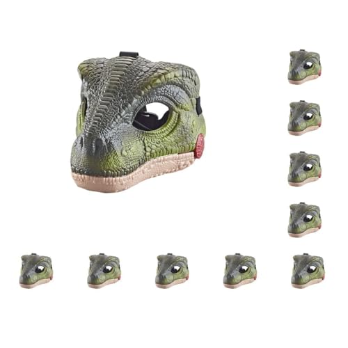 Realistische Dinosaurier-Halloween-Maske für Partys, Verkleidungen, Dinosaurier-Masken mit hoher Simulationsgenauigkeit, Kostümmaske, Dino-Maske, Dunkelgrün, 10 Stück Realistische Dinosaurier-Halloween-Maske für Partys, Verkleidungen, Dinosaurier-Masken mit hoher Simulationsgenauigkeit, Kostümmaske, Dino-Maske, Dunkelgrün, 10 Stück von Mealoodiousmusea