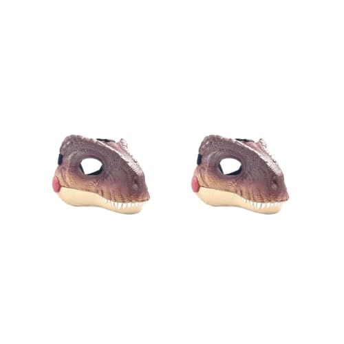 Realistische Dinosaurier-Halloween-Maske für Partys, Verkleidungen, Dinosaurier-Masken mit hoher Simulationsgenauigkeit, Kostümmaske, Dino-Maske, Dunkelviolett, 2er-Set von Mealoodiousmusea