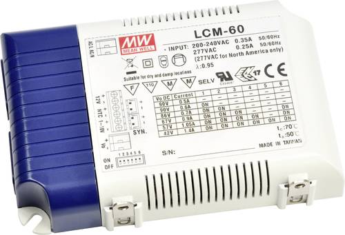 Mean Well LCM-60 LED-Treiber Konstantstrom 60W 0.5 - 4.4A 2 - 90 V/DC PFC-Schaltkreis, Überlastschu von Mean Well