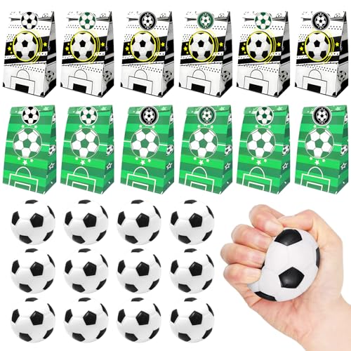 24 Stück Fußball Party Mitgebsel Kinder, Mini Fußball mit Fußball Geschenktüte, Fussball Klein, Fußball Stressbälle, Fußball Papiertüten, Fußball Geschenke Kindergeburtstag für Junge 24 Stück Fußball Party Mitgebsel Kinder, Mini Fußball mit Fußball Geschenktüte, Fussball Klein, Fußball Stressbälle, Fußball Papiertüten, Fußball Geschenke Kindergeburtstag für Junge von Meanju