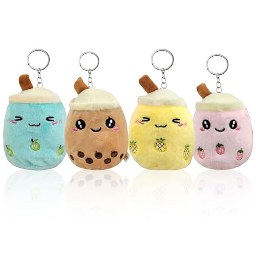 4 Stück Bubble Tea Plüschtier, Kleine Bubble Tea Kuscheltier, Plüsch-Tier-Spielzeug mit Schlüsselanhänger, Gefüllte Plüsch Kinderspielzeug mit Schlüsselanhänger, für Kinders Geburtstag Gastgeschenke 4 Stück Bubble Tea Plüschtier, Kleine Bubble Tea Kuscheltier, Plüsch-Tier-Spielzeug mit Schlüsselanhänger, Gefüllte Plüsch Kinderspielzeug mit Schlüsselanhänger, für Kinders Geburtstag Gastgeschenke von Meanju