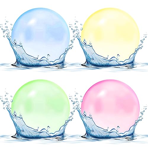 4 Stück Transparenter Wasserblasenball,Wasserball Hüpfballon,Aufblasbarer Wasserball,Transparenter Strand-Ballon,Strandball 4 Farben für Kinder Erwachsene (4 Farben) von Meanju