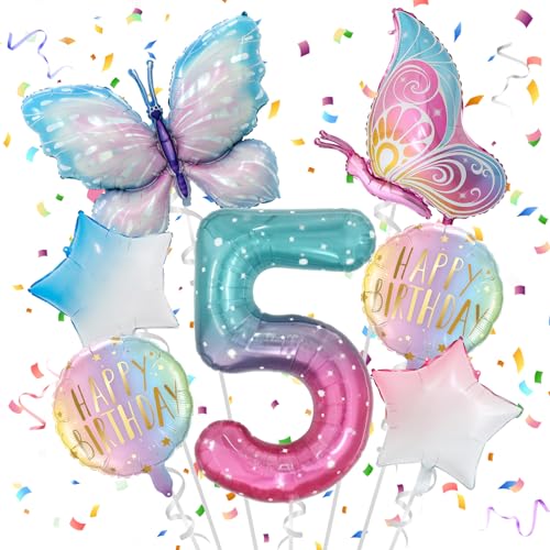 5 Jahre Schmetterling Deko Geburtstag, 5. Mädchen Geburtstag, Schmetterling Folienballon, Bunt Schmetterlinge Geburtstagsdeko, Geburtstagsdeko Rosa, Luftballon 5. Geburtstag Mädchen 5 Jahre Schmetterling Deko Geburtstag, 5. Mädchen Geburtstag, Schmetterling Folienballon, Bunt Schmetterlinge Geburtstagsdeko, Geburtstagsdeko Rosa, Luftballon 5. Geburtstag Mädchen von Meanju