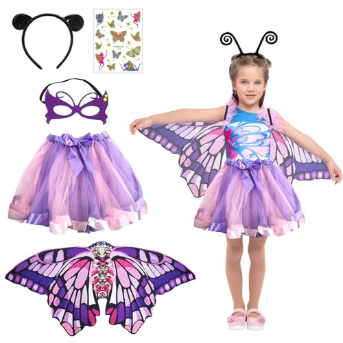 5er Set Schmetterling Kostüm Kinder, mit Schmetterlingsflügel Kinder,Tutu Rock,Haarreif,Maske und Tattoos Schmetterling,Verkleidung Kinder,für Karneval Fasching Cosplay,Schmetterlingsflgel Flgel Kostm 5er Set Schmetterling Kostüm Kinder, mit Schmetterlingsflügel Kinder,Tutu Rock,Haarreif,Maske und Tattoos Schmetterling,Verkleidung Kinder,für Karneval Fasching Cosplay,Schmetterlingsflgel Flgel Kostm von Meanju