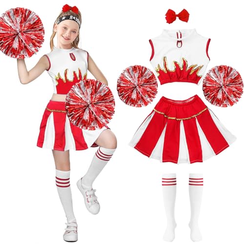 Cheerleader Kostüm Kinder,Kinderkostüm Cheerleader,Cheerleadering Outfit Mädchen mit Pompons Socken Haarzubehör,Mädchen Cheerleader Kostüm,Kinder Cheerleading Outfit Karneval Halloween Rollenspiele Cheerleader Kostüm Kinder,Kinderkostüm Cheerleader,Cheerleadering Outfit Mädchen mit Pompons Socken Haarzubehör,Mädchen Cheerleader Kostüm,Kinder Cheerleading Outfit Karneval Halloween Rollenspiele von Meanju