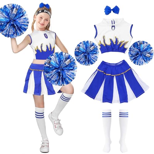 Cheerleader Kostüm Kinder,Kinderkostüm Cheerleader,Cheerleadering Outfit Mädchen mit Pompons Socken Haarzubehör,Mädchen Cheerleader Kostüm,Kinder Cheerleading Outfit Karneval Halloween Rollenspiele Cheerleader Kostüm Kinder,Kinderkostüm Cheerleader,Cheerleadering Outfit Mädchen mit Pompons Socken Haarzubehör,Mädchen Cheerleader Kostüm,Kinder Cheerleading Outfit Karneval Halloween Rollenspiele von Meanju