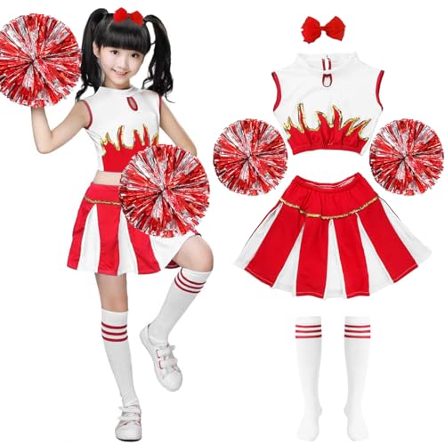 Cheerleader Kostüm Kinder,Kinderkostüm Cheerleader,Cheerleadering Outfit Mädchen mit Pompons Socken Haarzubehör,Mädchen Cheerleader Kostüm,Kinder Cheerleading Outfit Karneval Halloween Rollenspiele Cheerleader Kostüm Kinder,Kinderkostüm Cheerleader,Cheerleadering Outfit Mädchen mit Pompons Socken Haarzubehör,Mädchen Cheerleader Kostüm,Kinder Cheerleading Outfit Karneval Halloween Rollenspiele von Meanju