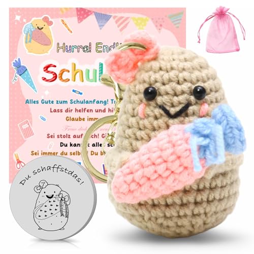 Meanju Einschulung Geschenk Positive Potato Schultüte Mädchen Positive Kartoffel mit Glücksbringer Karte und Schlüsselanhänger,Inhalt Schultüten Füllung Schulanfang für Schulkind 2025 Mädchen Junge von Meanju