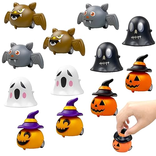 Hasen Uhrwerk Spielzeugauto,12 Stück Halloween Spielzeugauto Set,Halloween Zurückziehen Spielzeug,Mini Kürbis Aufziehauto Fledermaus Spielzeug Auto,Halloween Mitgebsel Party Favors Partygeschenk von Meanju