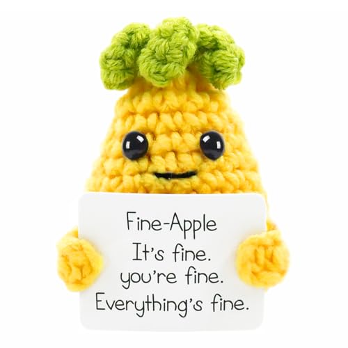 Meanju Positive Ananas-Puppe mit Positiver Energiekarte,Pocket Hug Positive Potato,Strickwolle Lustige Plüschtiere,Motivationsgeschenke,Viel Glück Geschenke von Meanju