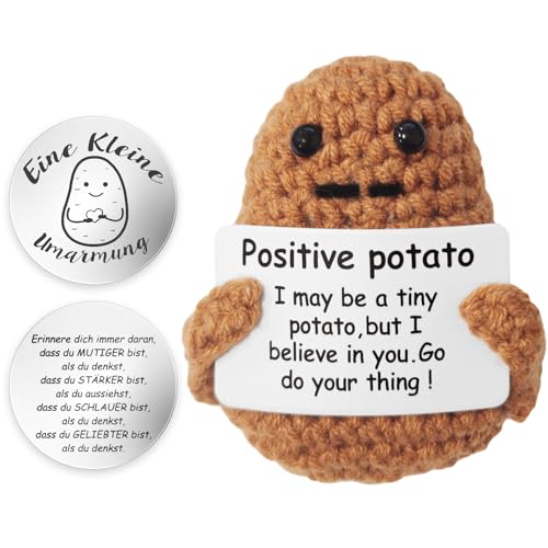 Meanju Positive Potato,Kreative Strickwolle Kartoffel Puppe,Positive Kartoffel und Kleine Umarmung Glücksbringer,Mutmacher Geschenk,Mutmacher Kartoffel Pocket Hug Geburtstagsgeschenk von Meanju