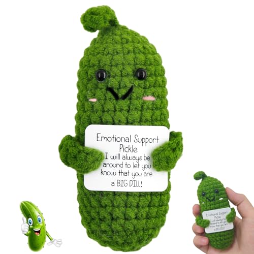 Meanju Positive Potato,Kreative Strickwolle Kartoffel Puppe,Lustige Plüschtiere,Kreative Plush Plushie,Mutmacher Kartoffel Pocket Hug Geburtstagsgeschenk (Grüne Gurke) von Meanju