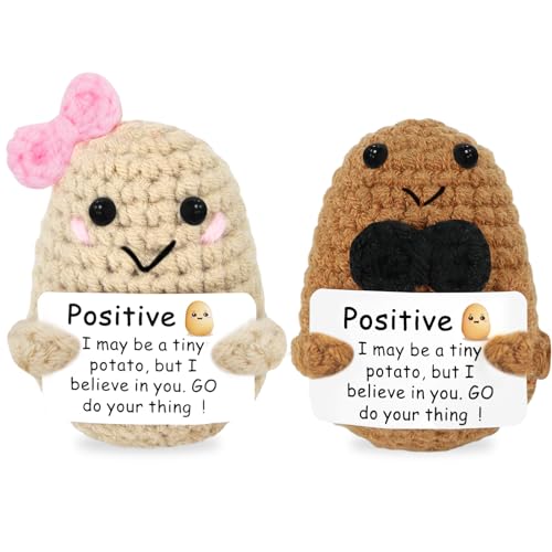 Meanju Positive Potato,Kreative Strickwolle Kartoffel Puppe,Lustige Plüschtiere,Mutmacher Kartoffel Pocket Hug Geburtstagsgeschenk von Meanju