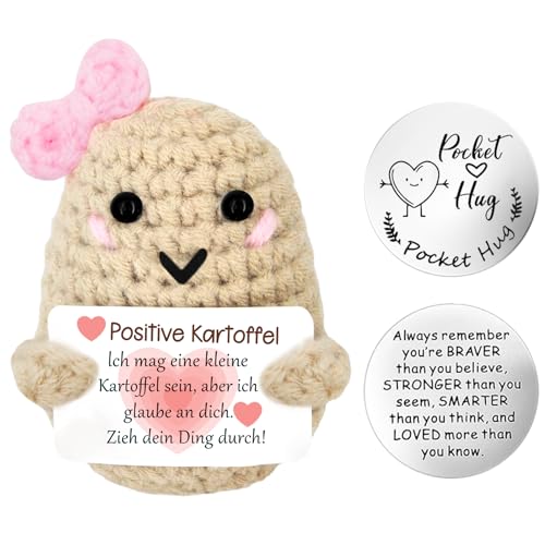 Meanju Positive Potato,Kreative Strickwolle Kartoffel Puppe,Lustige Plüschtiere,Mutmacher Kartoffel Pocket Hug Geburtstagsgeschenk von Meanju