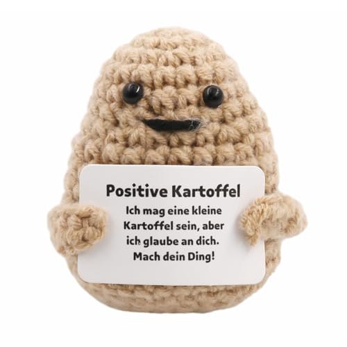 Meanju Positive Kartoffel,Kreative Strickwolle Kartoffel Puppe,Pocket Hug Positive Kartoffel,Kreative Plush Plushie,Mutmacher Geschenk,Mutmacher Kartoffel Pocket Hug Geburtstagsgeschenk von Meanju