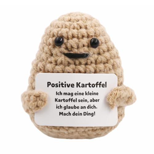 Meanju Glücksbringer Abitur 2025,Bachelor Abitur 2025 Geschenke Positive Kartoffel,Pocket Hug Strickwolle Potato Puppe mit Energiekarte,Glücksbringer Prüfung von Meanju