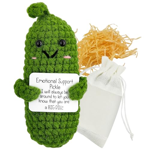 Meanju Positive Potato,Mini Lustige Kreative Strickwolle Gurke Puppe,Emotional Support Plüschtiere mit Positiver Karte,Pocket Hug Geburtstagsgeschenk,Glücksbringer für Prüfungen von Meanju