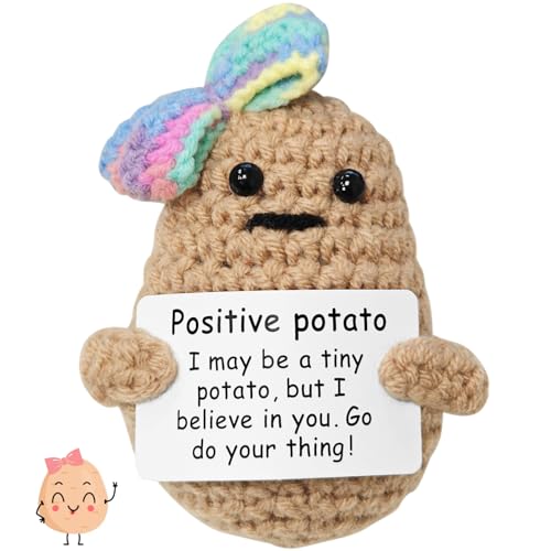 Meanju Positive Potato,Kreative Strickwolle Kartoffel Puppe,Lustige Positive Kartoffel,Kreative Plush Plushie,Mutmacher Geschenk,Mutmacher Kartoffel Pocket Hug Geburtstagsgeschenk von Meanju