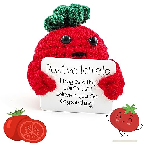 Meanju Positive Tomate Pocket Hug Geschenk,Kreative Strickwolle Tomate Puppe,Kreative Plush Plushie,Mutmacher Geschenk,Mutmacher Kartoffel Pocket Hug Geburtstagsgeschenk von Meanju
