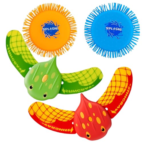 Meanju Wasser Frisbee,Teufel Fisch Schwimmbad,Wasserfrisby Soft,Spielzeug,Wasserspielzeug Kinder,Tauchspielzeug,Wasserspielzeug in Knalligen Farben, Sommer Spaß (Varies-4) von Meanju