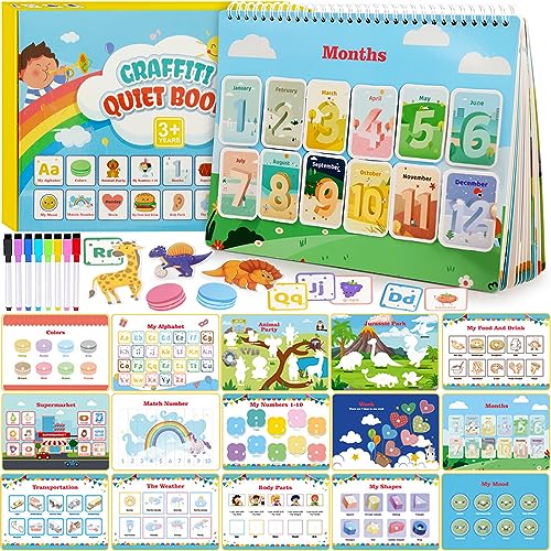 Quiet Book für Kleinkinder,Montessori Spielzeug ab 3 4 5 6 Jahre,Busy Book für Kleinkinder,15 seitiges Quiet Book,15 seitiges Graffiti,8 aquarellstifte,Vorschulkinder Lernen Spielzeug Quiet Book Quiet Book für Kleinkinder,Montessori Spielzeug ab 3 4 5 6 Jahre,Busy Book für Kleinkinder,15 seitiges Quiet Book,15 seitiges Graffiti,8 aquarellstifte,Vorschulkinder Lernen Spielzeug Quiet Book von Meanju