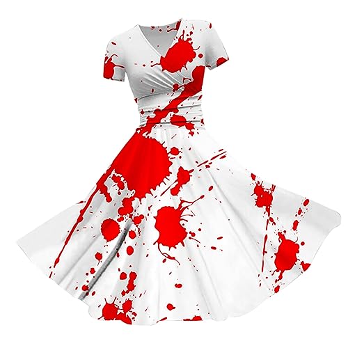 Damen Kleid Halloween Blutverletzungen Horror Lustige Blutflecken Kostüme Steampunk Goth A-Linie Karneval Blutige Kleider Prinzessin Punk Zombie Kostüm Damen Kleid Halloween Blutverletzungen Horror Lustige Blutflecken Kostüme Steampunk Goth A-Linie Karneval Blutige Kleider Prinzessin Punk Zombie Kostüm von Meaunzyl