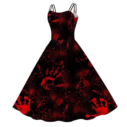 Halloween-Kleid für Damen, V-Ausschnitt, ohne Ärmel, Blutfleckendruck, schickes und besonderes Halloween-Kostüm, Renaissance, Gothic, Mittelalter Halloween-Kleid für Damen, V-Ausschnitt, ohne Ärmel, Blutfleckendruck, schickes und besonderes Halloween-Kostüm, Renaissance, Gothic, Mittelalter von Meaunzyl