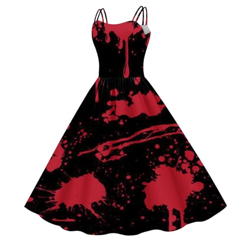 Halloween-Kleid für Damen, V-Ausschnitt, ohne Ärmel, Blutfleckendruck, schickes und besonderes Halloween-Kostüm, Renaissance, Gothic, Mittelalter Halloween-Kleid für Damen, V-Ausschnitt, ohne Ärmel, Blutfleckendruck, schickes und besonderes Halloween-Kostüm, Renaissance, Gothic, Mittelalter von Meaunzyl